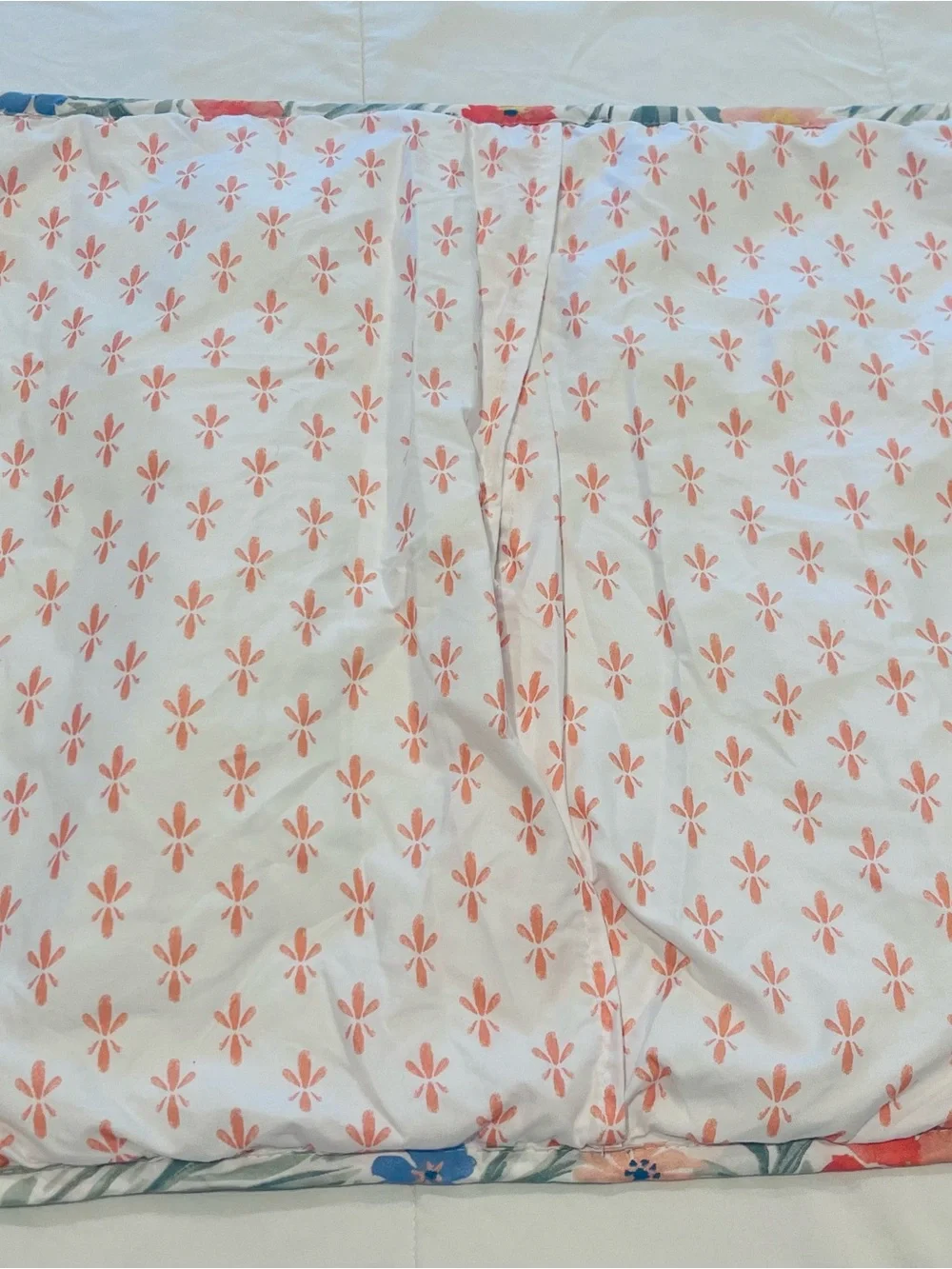 Rachel Ashwell Floral Pillow Sham Quilted White Green Peach